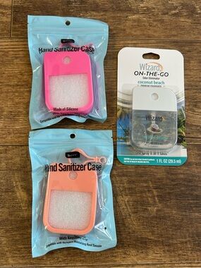 Hand Sanitizer Case with Keychain – Pink and Peach Silicone